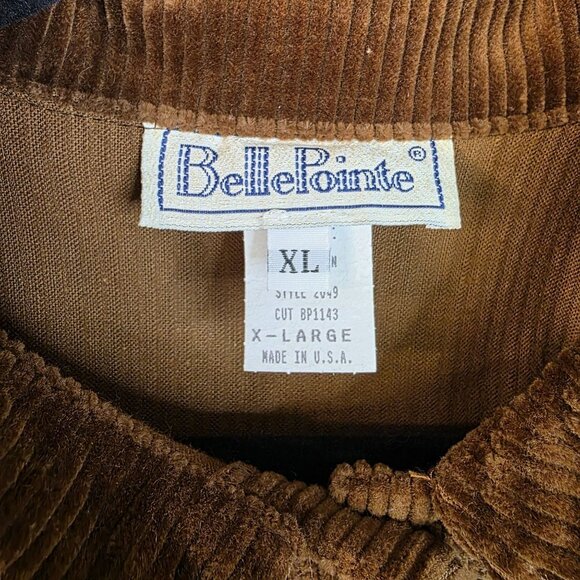 Womens Corduroy Button-Up Shirt Jacket XL Bark Vintage 90s BellePointe Deadstock - Picture 3 of 8